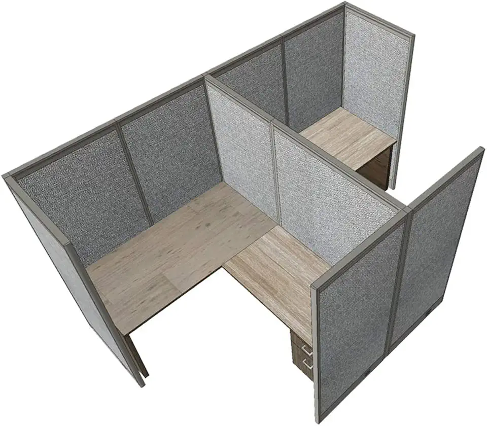 GOF Double 2 Person Workstation Cubicle (11'D x 6'W x 4'H) / Office Partition, Room Divider (72
