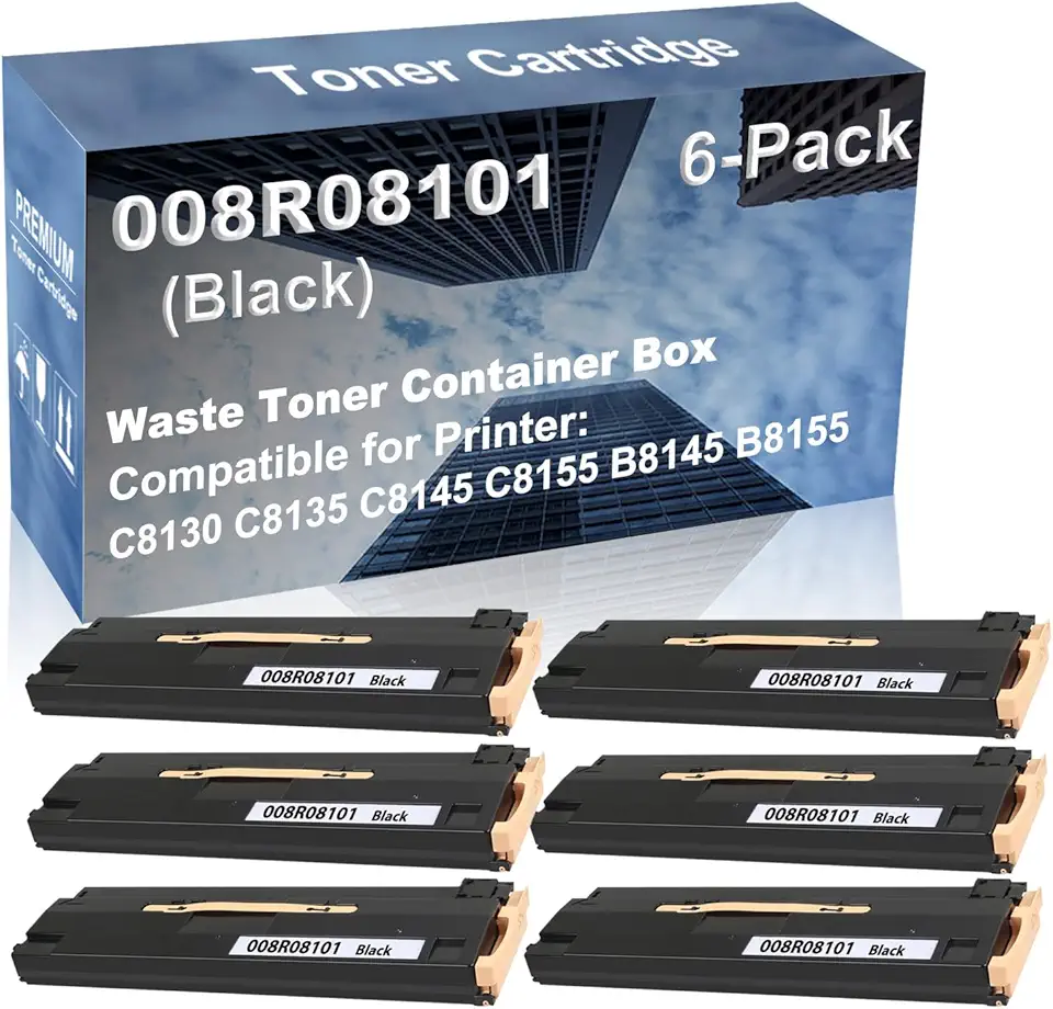6-Pack Compatible High Yield C8130 C8135 C8145 C8155 B8145 B8155 Waste Toner Container Box Replacement for 008R08101 Toner Cartridge (Black)
