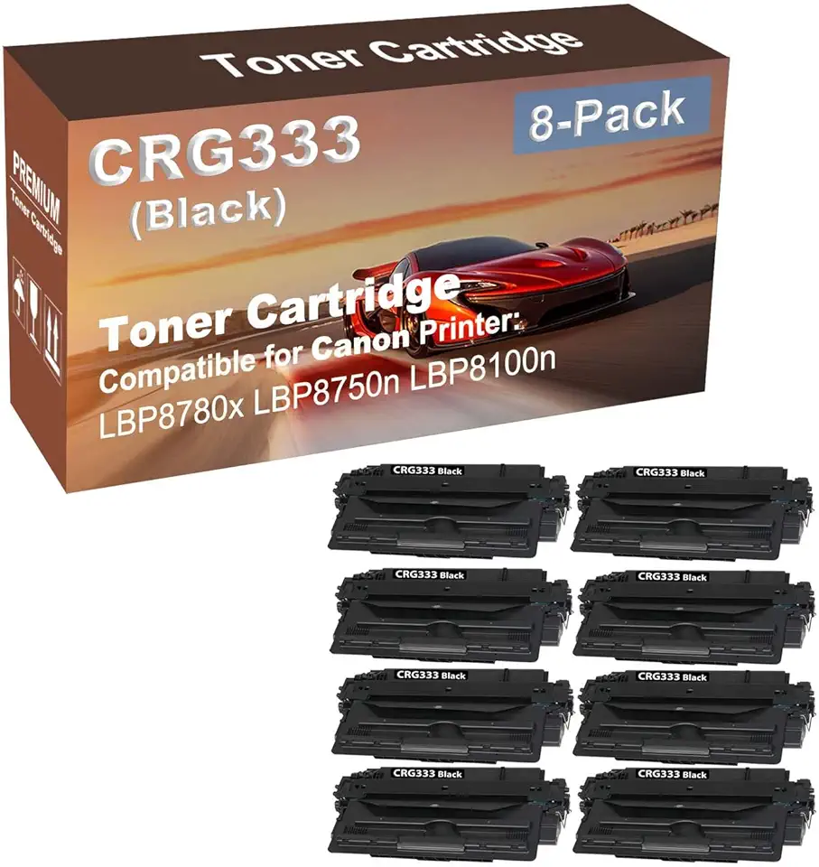 8-Pack Compatible High Capacity CRG333 Imaging Toner Cartridge use for Canon LBP8780x LBP8750n LBP8100n Printer (Black)