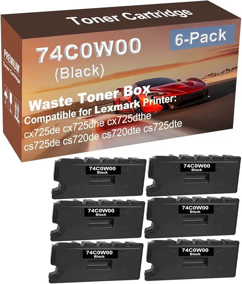 6-Pack Compatible High Capacity 74C0W00 Printer Waste Toner Container Box use for Copystar cs725de cs720de Printer (Black)