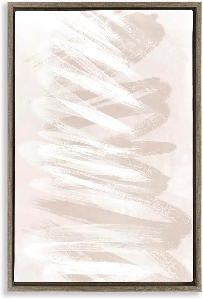 Stupell Industries Swirled Beige Waves Brown Framed Floater Canvas Wall Art Design by Martina Pavlova, 17 x 25