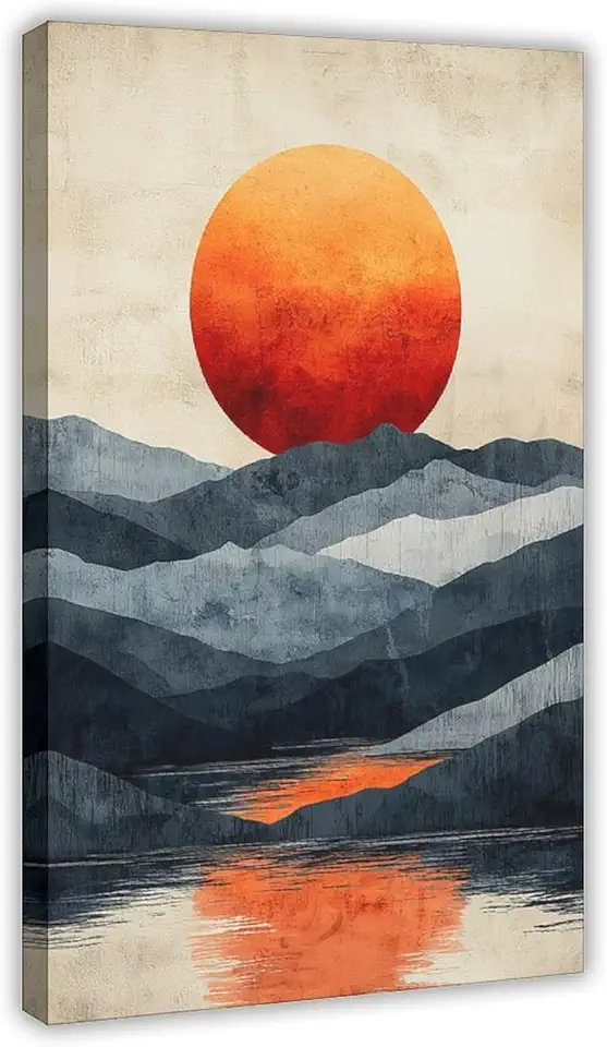 Minimalist Pastel Landscape Print, Contemporary Geometric Wall Art for Home Office, Soothing Abstract Canvas Decoration, Unique Gift Idea Canvas Posters Wall Art Bedroom Office Room Decor Gift 20x30in