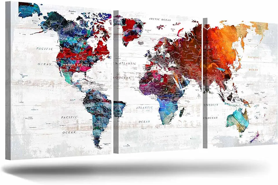 World Map Wall Art Living Room Wall Decor Office Pictures for Wall Decorations Large Abstract Art 60