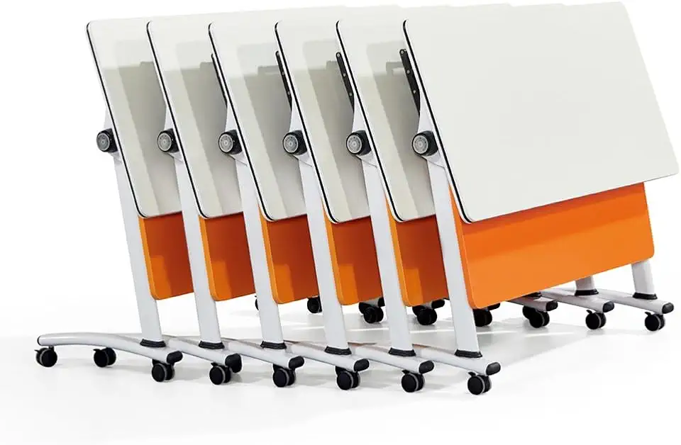 Foldable Meeting Set of 6,Flip Top Mobile Training with and Lockable Wheels, for Conference Rooms,Training Rooms,Media Centers,Classrooms (A 80 * 40