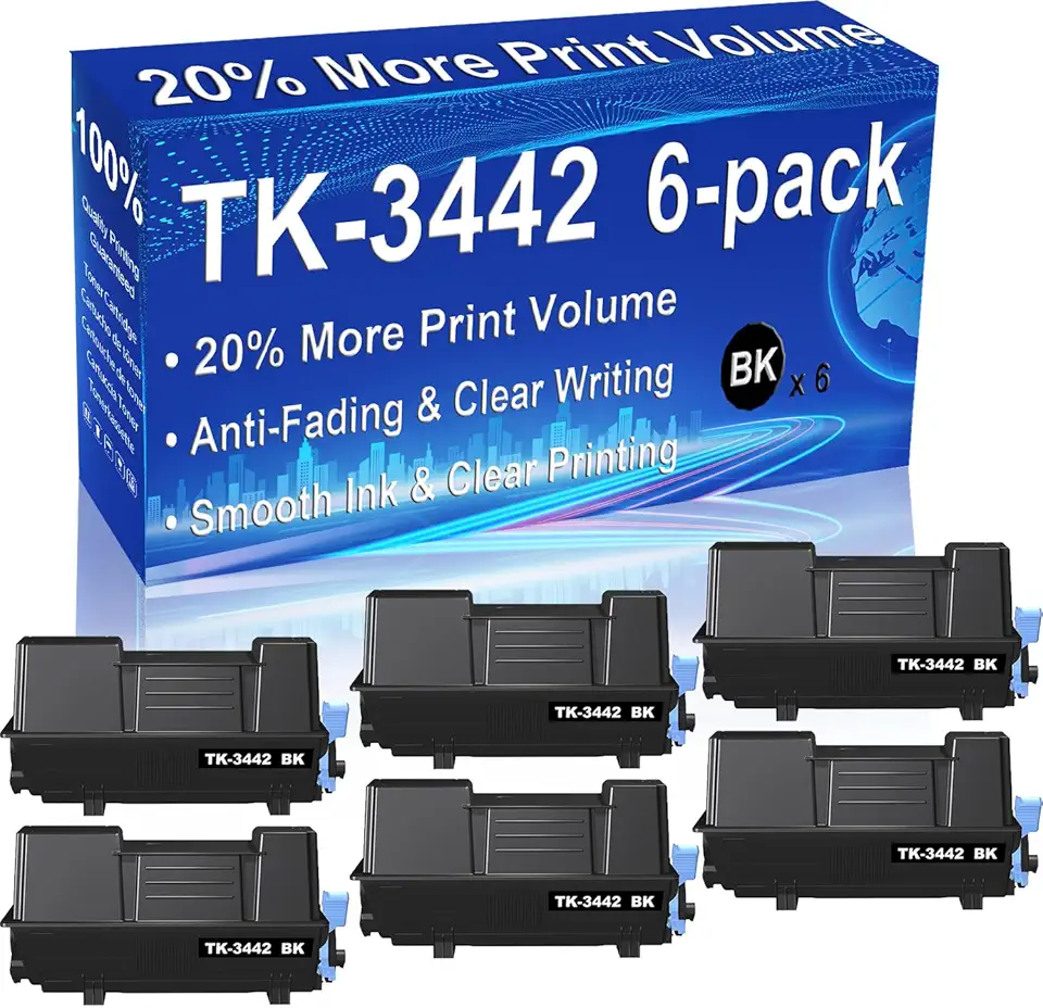 6-Pack (Black) Compatible High Yield TK3442 TK-3442 Laser Printer Waste Toner Container use for ECOSYS PA6000x MA6000ifx Printer