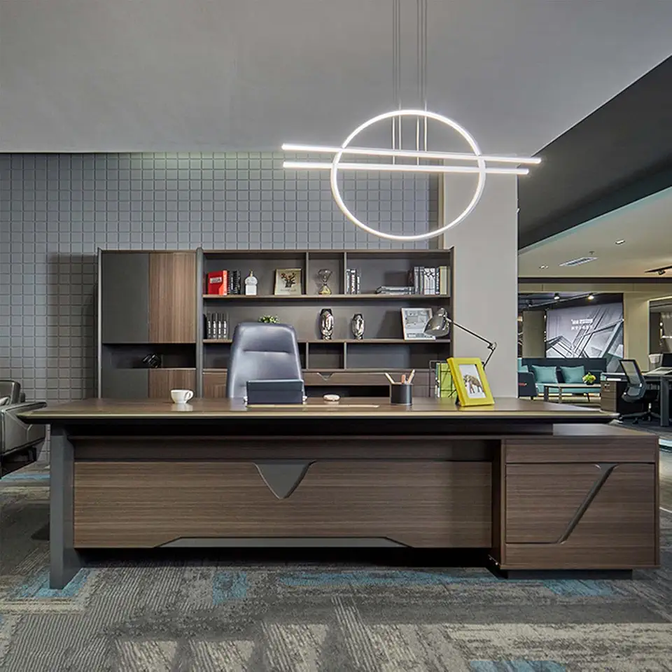 YZABEL 94 inch Computer Desk with Metal Frame and Cable Management, L Shaped Executive Office Desk with Lateral Cabinet, Gaming Table Business Furniture Set Workstation for Study, Work, Gaming