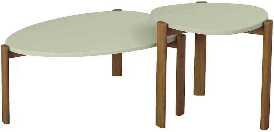 Manhattan Comfort Gales Mid-Century Modern End Coffee Table with Solid Wood Legs, Pistachio Green