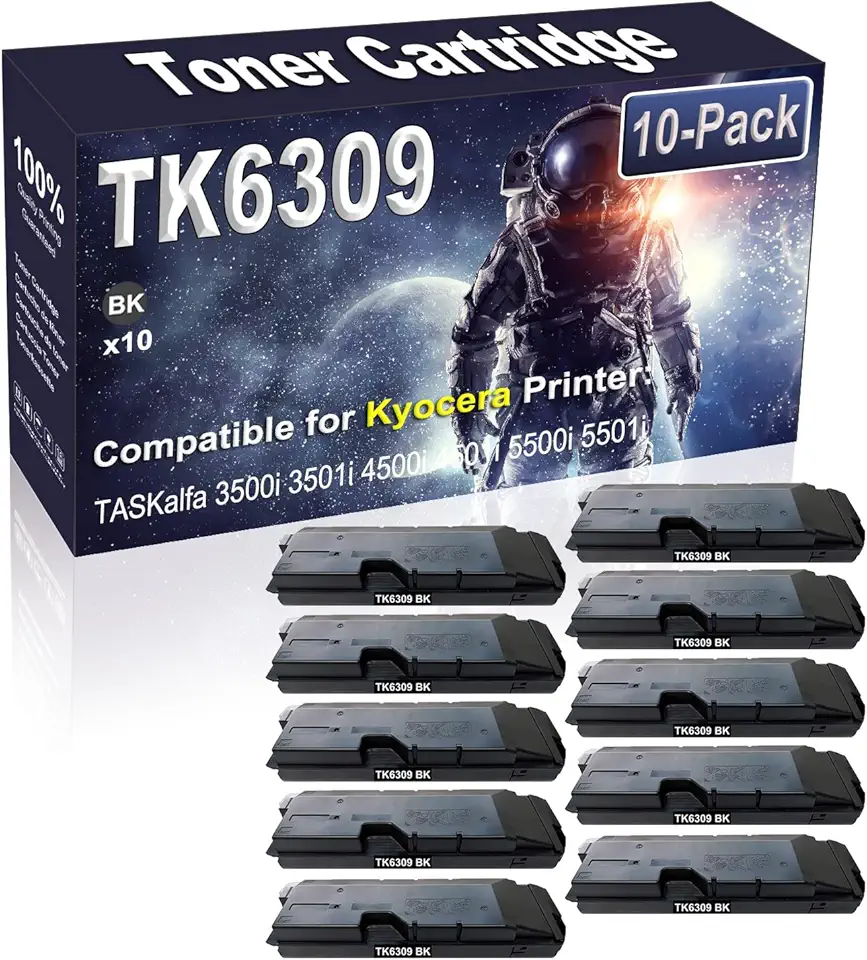 10-Pack (Black) Compatible TK6309 TK-6309 1T02LH0CS1 Laser Toner Cartridge Replacement for Kyocera TASKalfa 3500i 3501i 4500i 4501i 5500i 5501i Printer