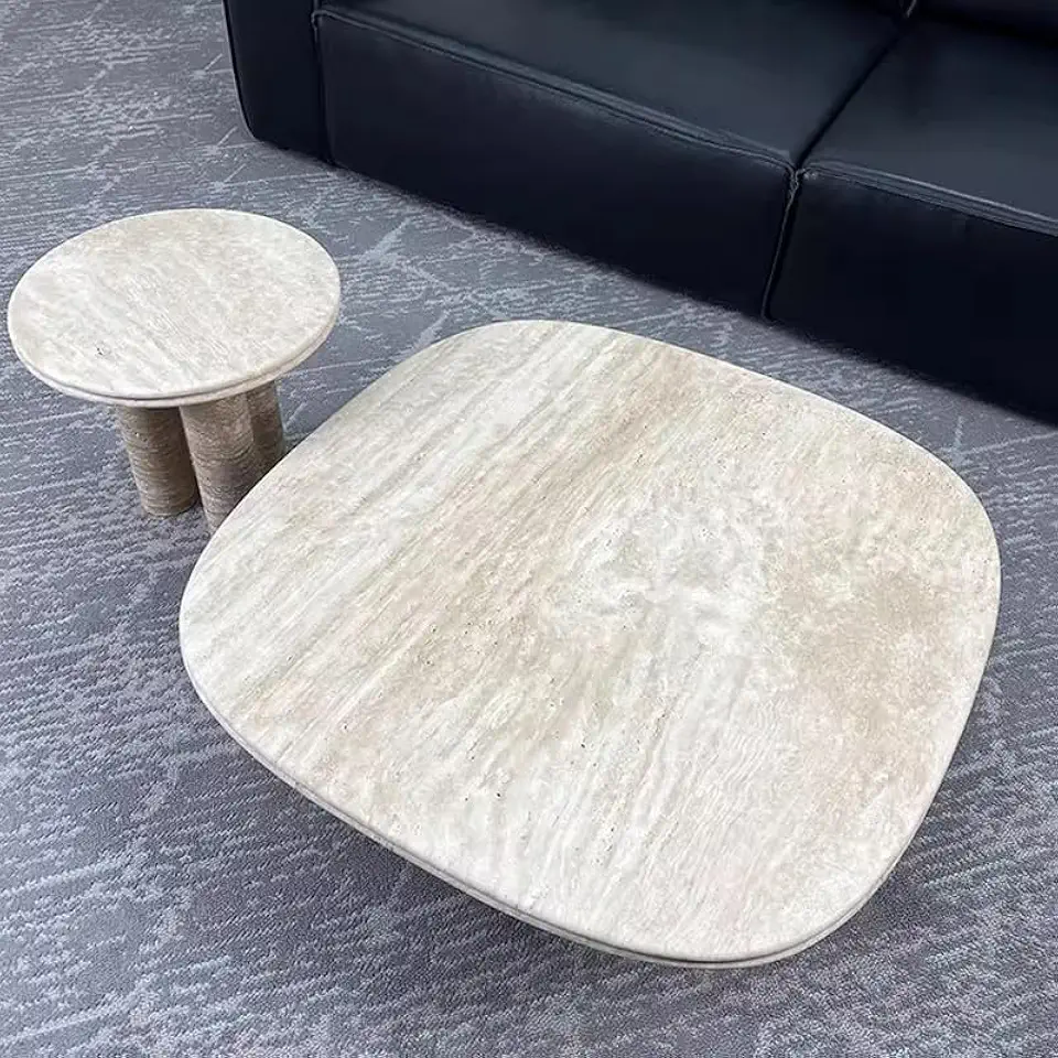 Natural cave Stone Dining Table Home Small-Sized Marble Retro Coffee Table(100+50cm)