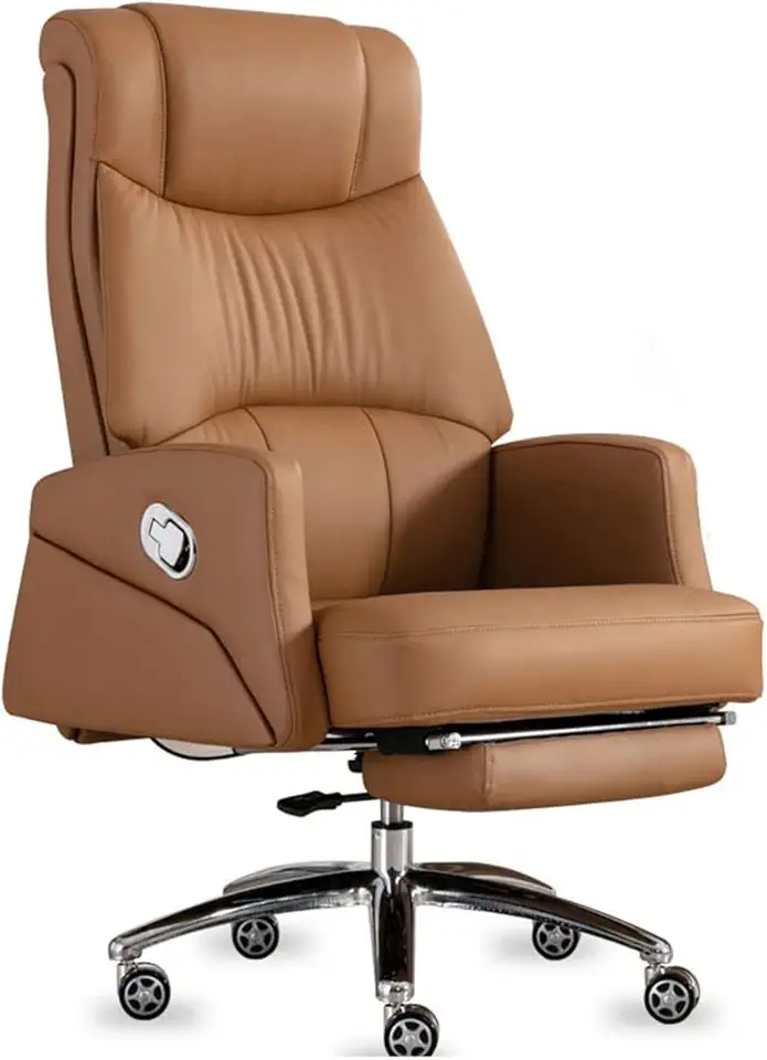 Office Chairs Desk Chair Boss Chair Adjustable Computer Gaming Chair Comfortable Cowhide Recliner Home Office Chairs with Footrest Swivel Chair