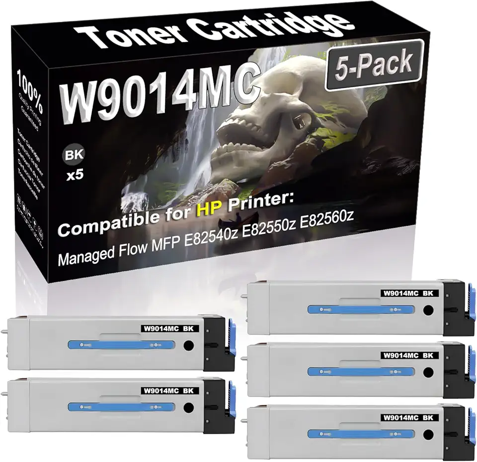 5-Pack (Black) Compatible High Yield W9014MC Laser Printer Toner Cartridge use for Managed Flow MFP E82540z E82550z E82560z Printer