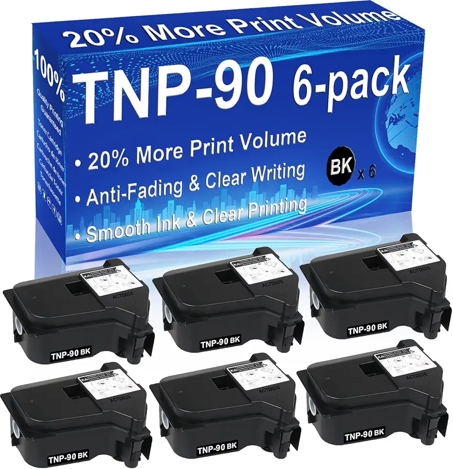 6-Pack (Black) Compatible High Yield TNP90 TNP-90 Laser Printer Toner Cartridge use for Konica minolta bizhub 4750i 4050i Printer