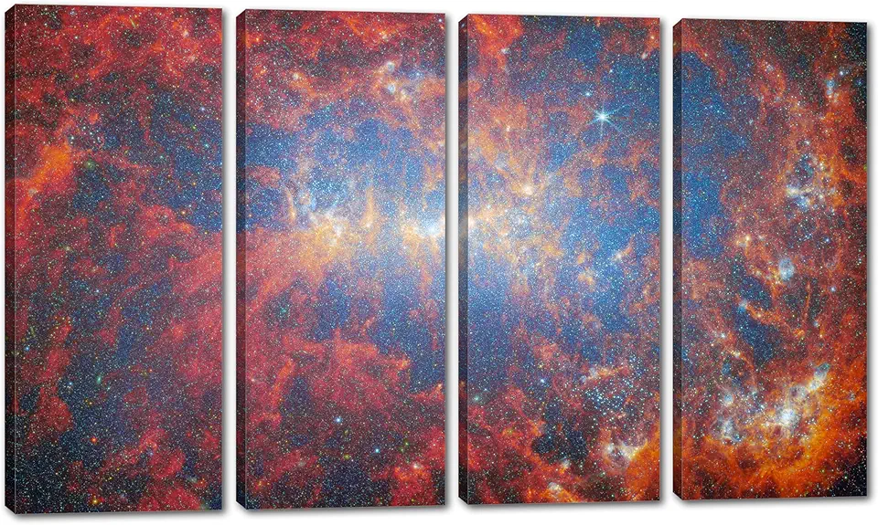 80 x 50 TOTAL - Dwarf Galaxy NGC 4449 Canvas Print Space Wall Art 4 Panel Split by NASA's James Webb Space Telescope