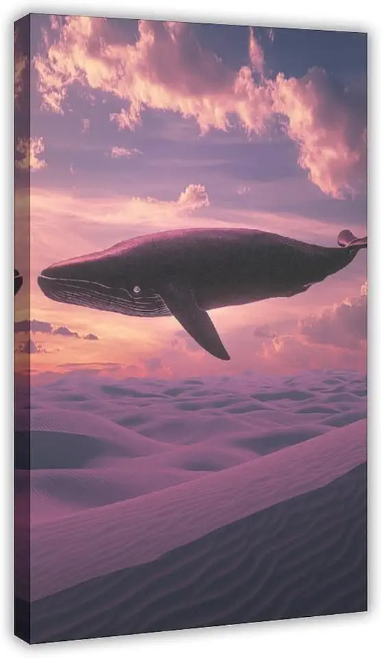 Whale Dreamscape Canvas Wall Art – Surreal Night Sky Poster – Modern Wall Decor for Home Or Office Poster Canvas Artwork Prints Rustic Farmhouse Decorations for Living Room Bathroom Bedroom 20x30inch(