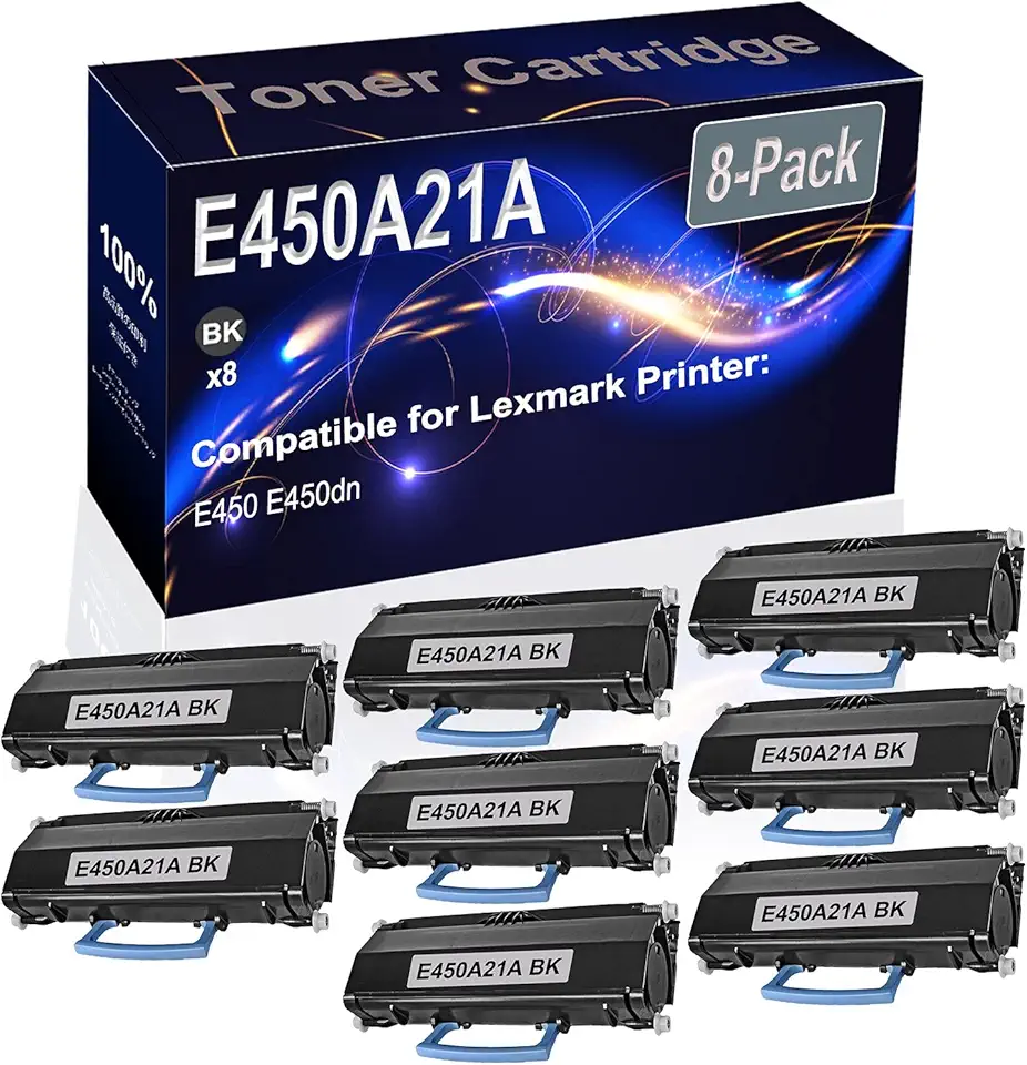 8-Pack (Black) Compatible E450A21A Printer Toner Cartridge (High Capacity) fit for E450 E450dn Printer