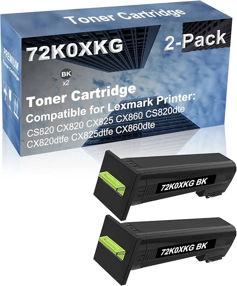 2-Pack (Black) Compatible CX860 CS820dte CX820dtfe Printer Toner Cartridge High Capacity Replacement for 72K0XKG Toner Cartridge