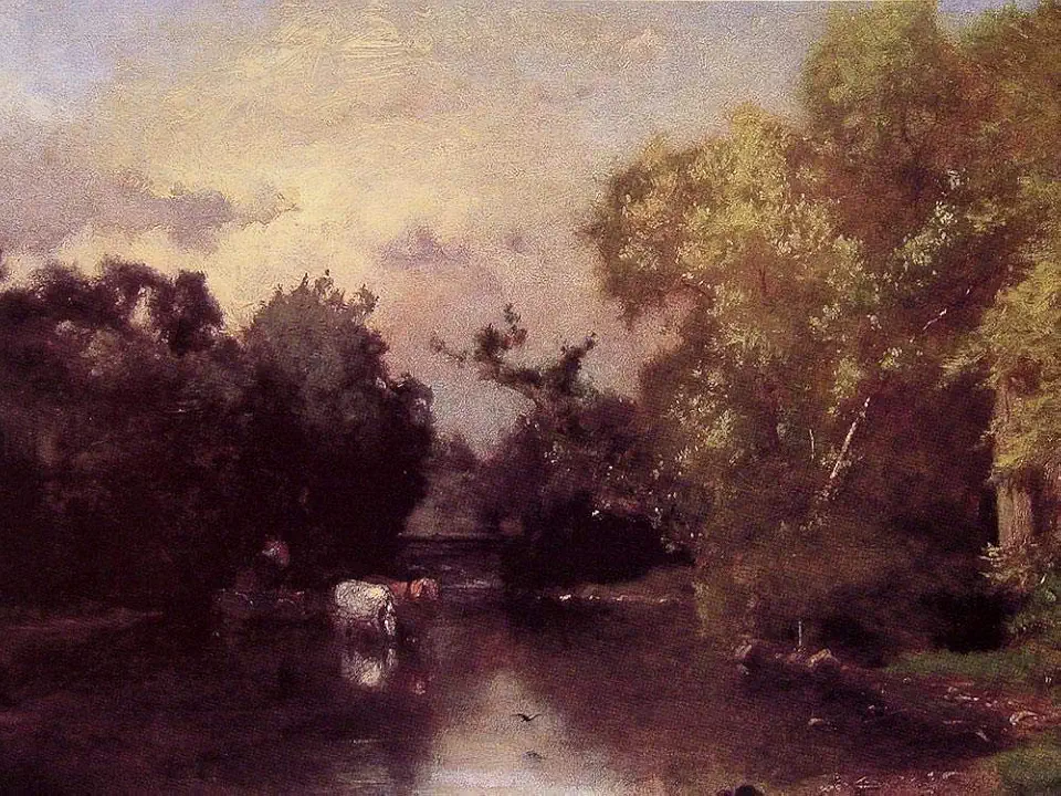 Toperfect 4 Wall Art The Pequonic New Jersey Tonalist George Inness landscape Paintings in Oil - Famous Room Decor -02, $50-$2000 Hand Painted by Art Academies' Teachers