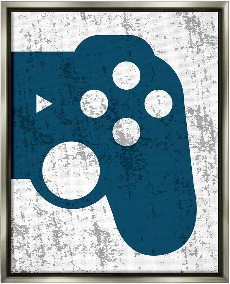 Stupell Industries Blue Gaming Controller Shape Floating Framed Wall Art, Design by Kim Allen, 24 x 30, Grey Floater Framed