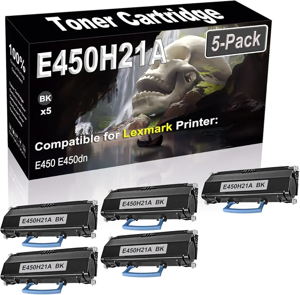5-Pack (Black) Compatible High Yield E450H21A Laser Printer Toner Cartridge use for E450 E450dn Printer
