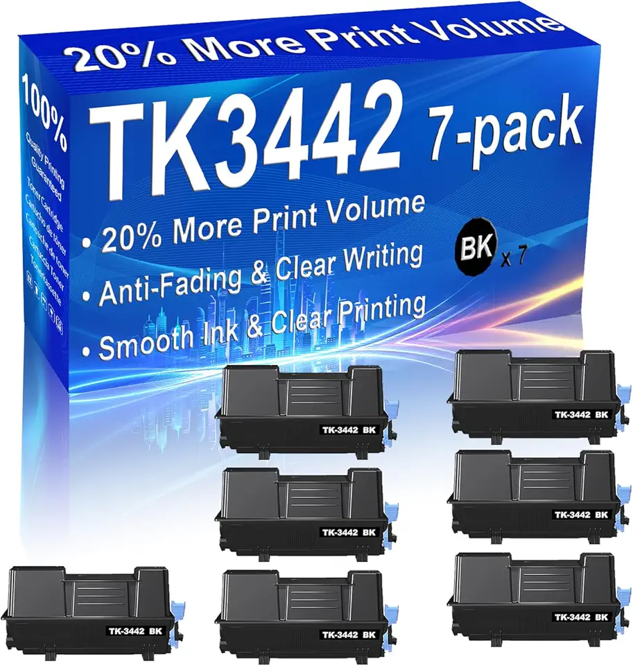 7-Pack (Black) Compatible High Yield TK3442 Toner Cartridge use for ECOSYS PA6000x MA6000ifx Printer