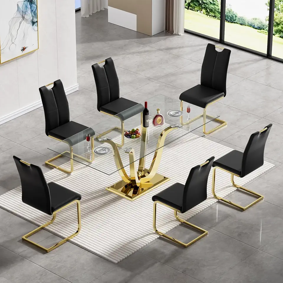 Glass Dining Table Set for 6, 70