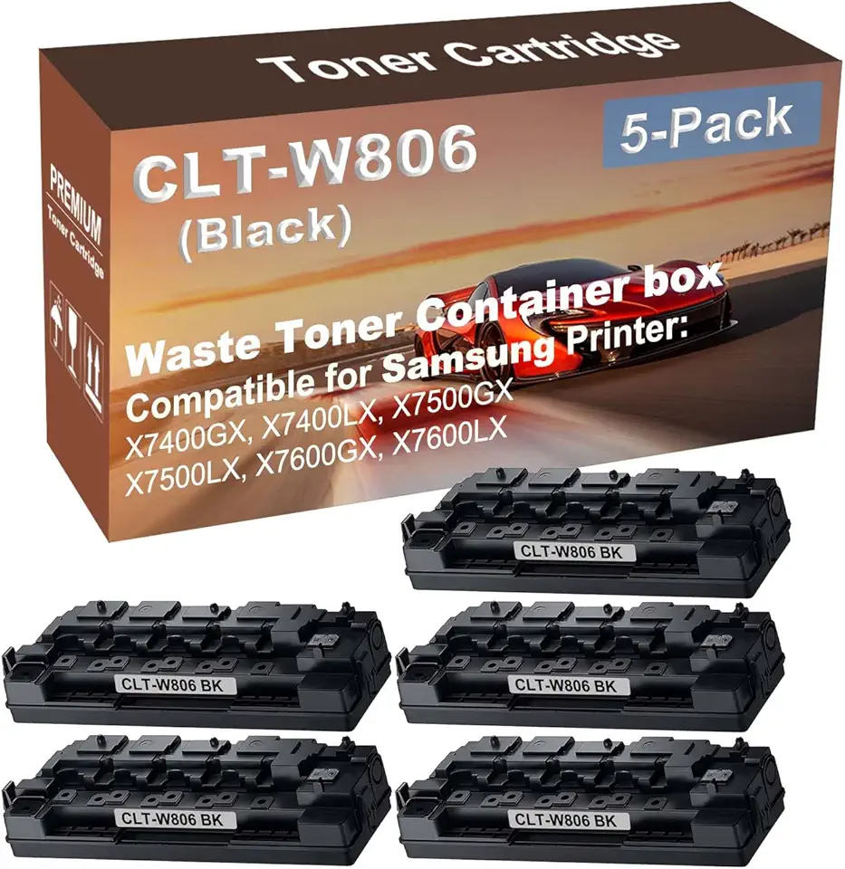 5-Pack Compatible High Capacity X7600GX, X7600LX Printer Waste Toner Container Box Replacement for Samsung CLT-W806 Printer Cartridge (Black)