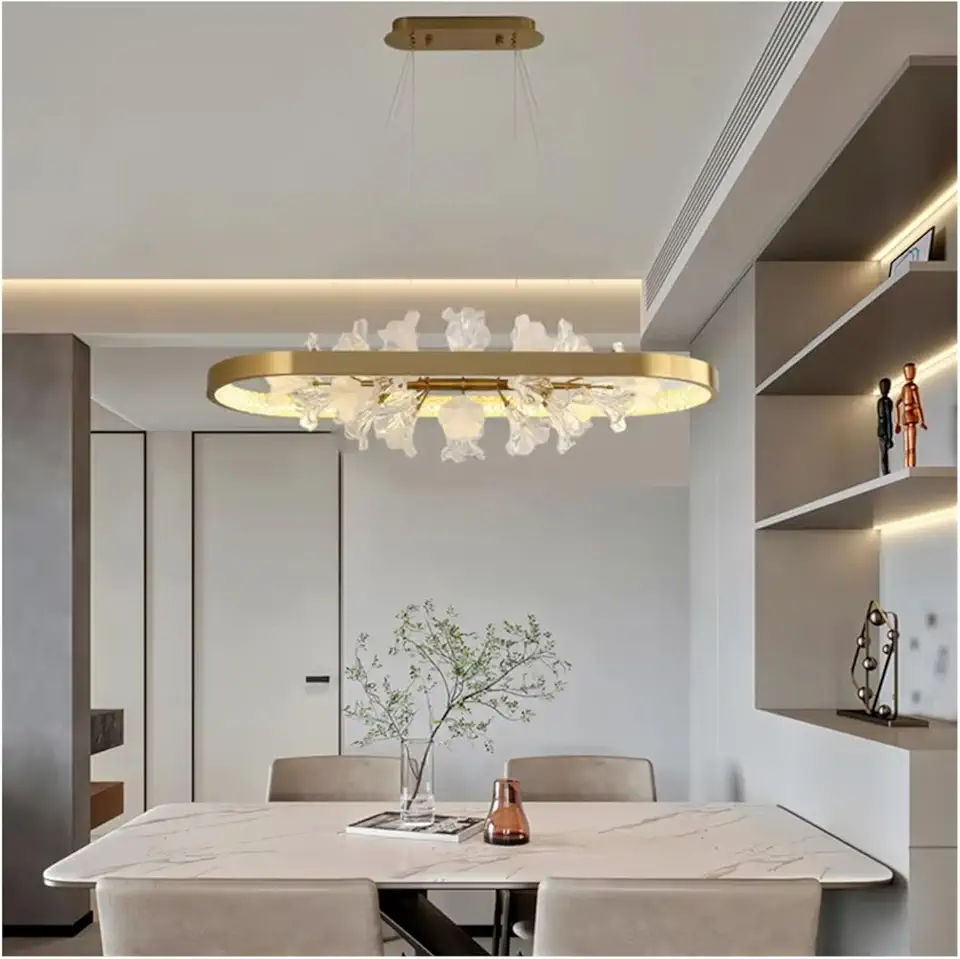 Glass Flower Iron Aluminum LED Decor Chandelier Art Luxury Fashion Home Lamp Bedroom Foyer Lighting Fixtures Dropshipping