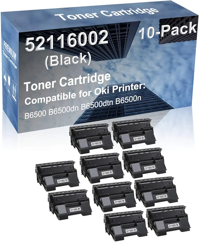 10-Pack Compatible High Yield B6500 B6500dn B6500dtn B6500n Printer Cartridge Replacement for 52116002 Toner Cartridge (Black)