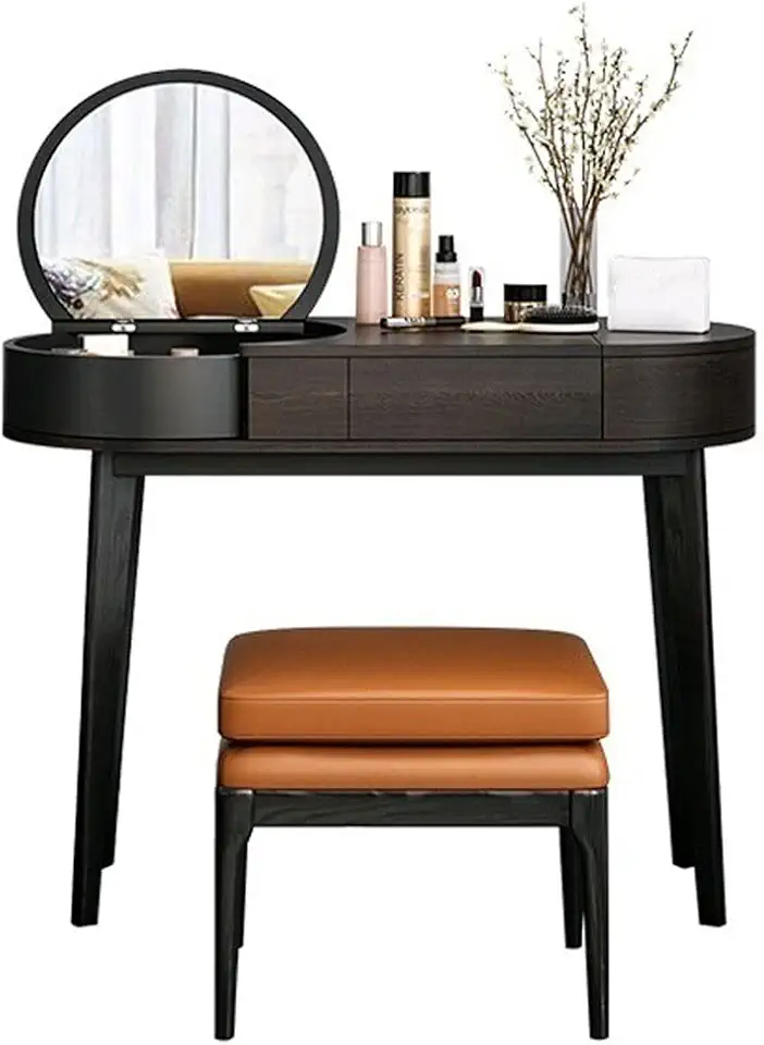 Vanity Dressing Desk Flip Top Dressing Table and Bed All in One with Swivel Mirror and Drawers Makeup Table Hidden Storage Box Makeup Table Vanity Table (Color : A, Size : 110cm) (B 110cm)