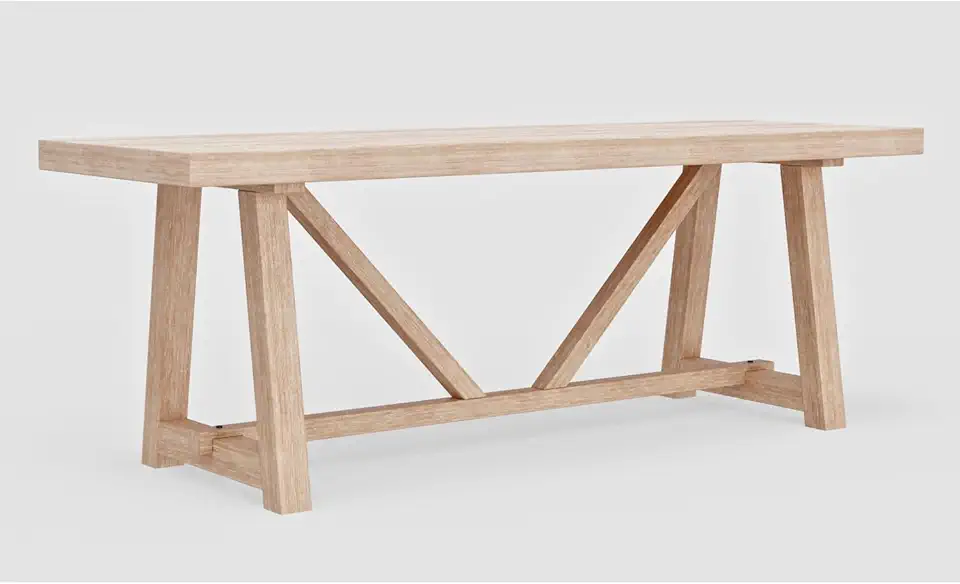 Alpine Furniture Raquel 84 in. W Rectangular Dining Table in Driftwood