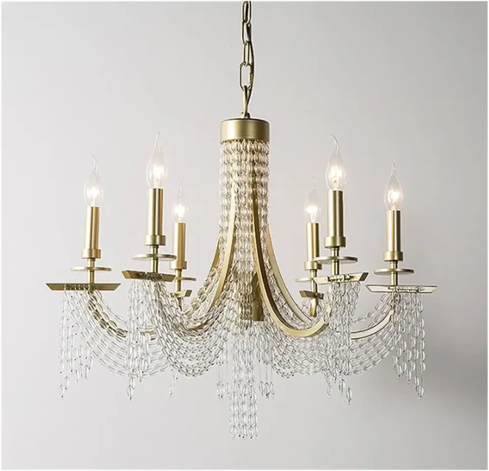 Vintage Art Crystal Luxury Vintage Pendant Decoration(Warm Light,6 Heads)