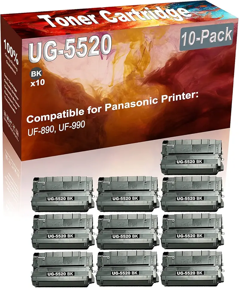 10-Pack (Black) Compatible UG-5520 Printer Toner Cartridge (High Capacity) fit for Panasonic UF-890 UF-990 Printer