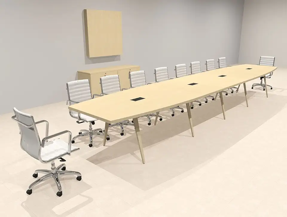 Modern Boat Shaped 20' Feet Conference Table, OF-CON-CW44