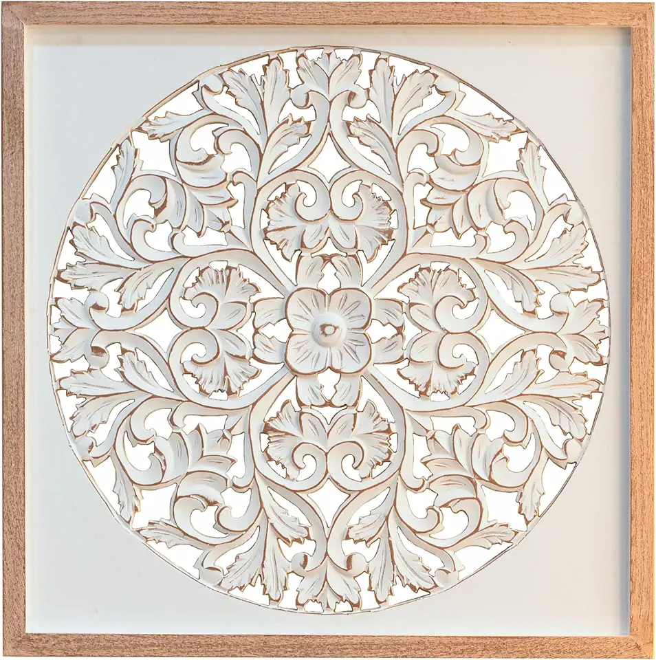 JFY Designs Wall Medallion - Wooden Wall Decor, Hand Carved & Embossed Decorative Wall Sculpture, Boho Farmhouse Wall Art, Perfect for Home, Office or any Living Space