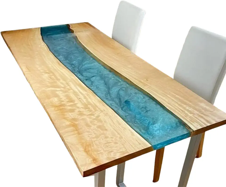 Custom Blue Table, Personalized Table, Office Table, Ocean Waves Table, Handmade Coffee Table, Dining Table, Modern Home Decor, Gift New home, Gift Sea Decor (36x80 inch)