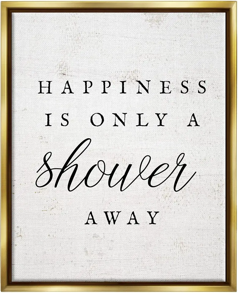 Stupell Industries Happiness Only A Shower Away Framed Floater Canvas Wall Art, Design by Lil' Rue