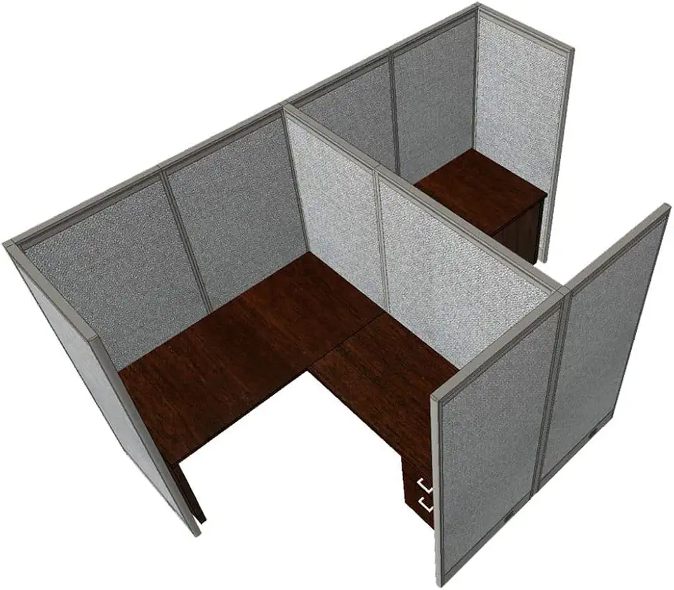 GOF Double 2 Person Workstation Cubicle (11'D x 6'W x 4'H) / Office Partition, Room Divider (72