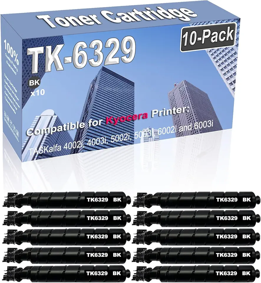 10-Pack Compatible High Capacity TK6329 TK-6329 TK-6329K 1T02NK0CS0 Printer Cartridge use for Kyocera TASKalfa 4002i 4003i 5002i 5003i 6002i and 6003i Toner Cartridge (Black)