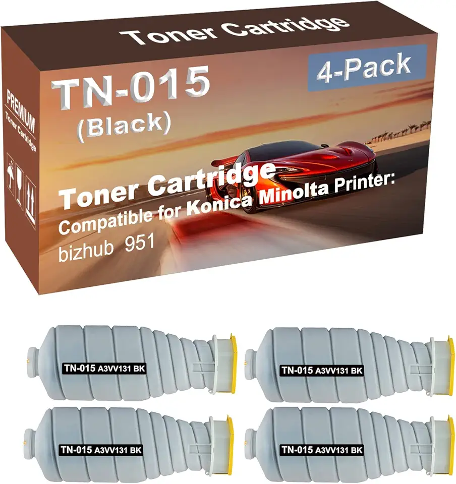 4-Pack Compatible High Capacity 951 Printer Waste Toner Container Box Replacement for Konica Minolta TN015 TN-015(A3VV131) Toner Cartridge (Black)