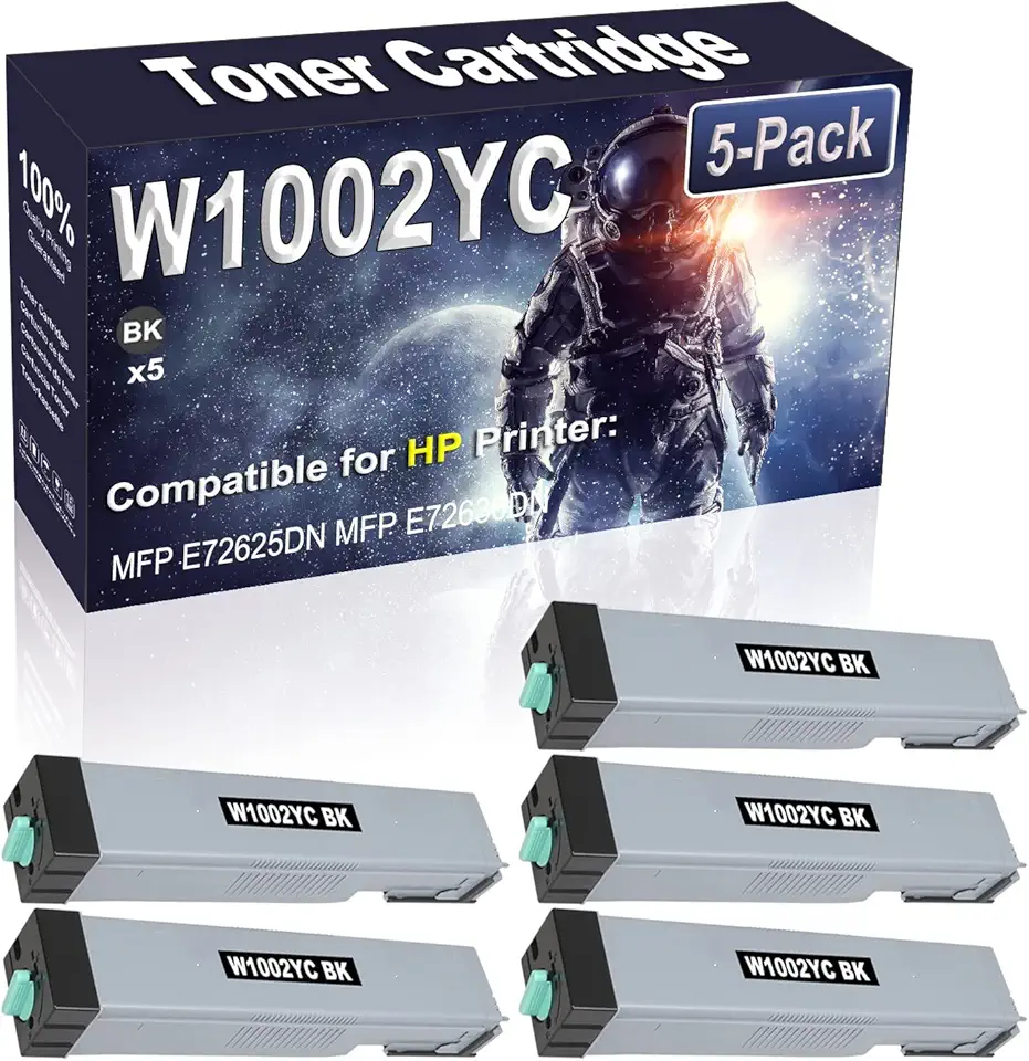 5-Pack (Black) Compatible High Yield W1002YC Imaging Toner Cartridge Use for HP MFP E72625DN MFP E72630DN Printer (33,000 Pages)
