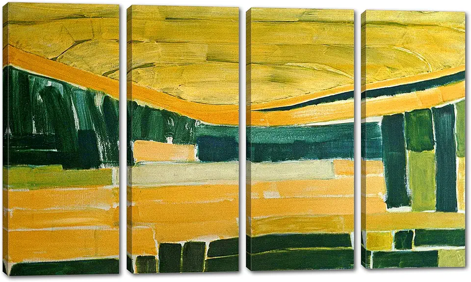 80 x 50 TOTAL - Fons Heijnsbroek Print on Canvas Abstract Landscape With Sun Wall Art 4 Panel Split Famous Print