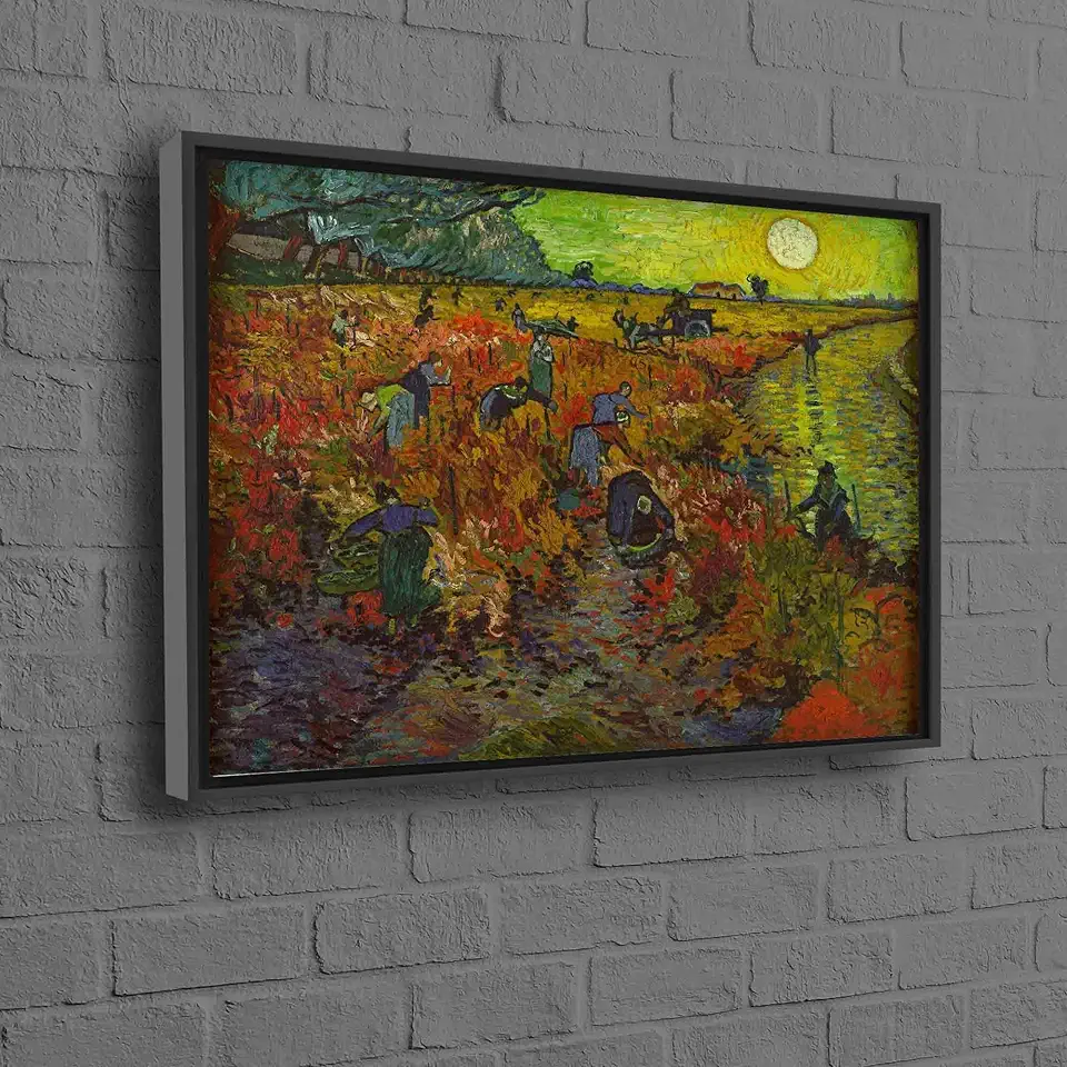 Stunning Reproduction of The Red Vineyard 1888 Famous Canvas Art in Oil Painting Print Featuring An Enchanting Field Landscape - 1PC - 100x235