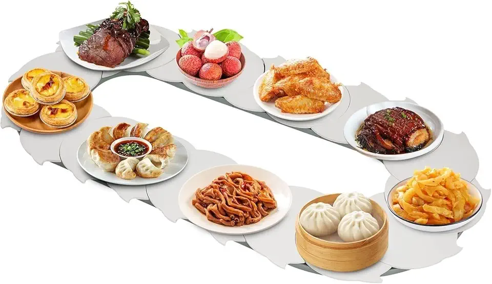 PUCHEN Lazy Susan for Dining Table 360° Manual Swivel Adjustable Dining Table Rotating Food Turntable Food Serving Train Dining Table Turntable for Dining Room Party Decoration 3.28ft