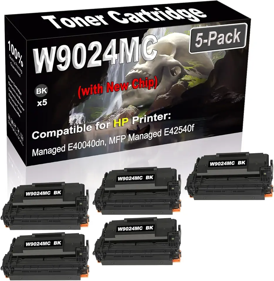 5-Pack (Black) Compatible High Yield W9024 W9024MC (with New Chip) Laser Printer Toner Cartridge use for Managed E40040dn MFP E42540f Printer