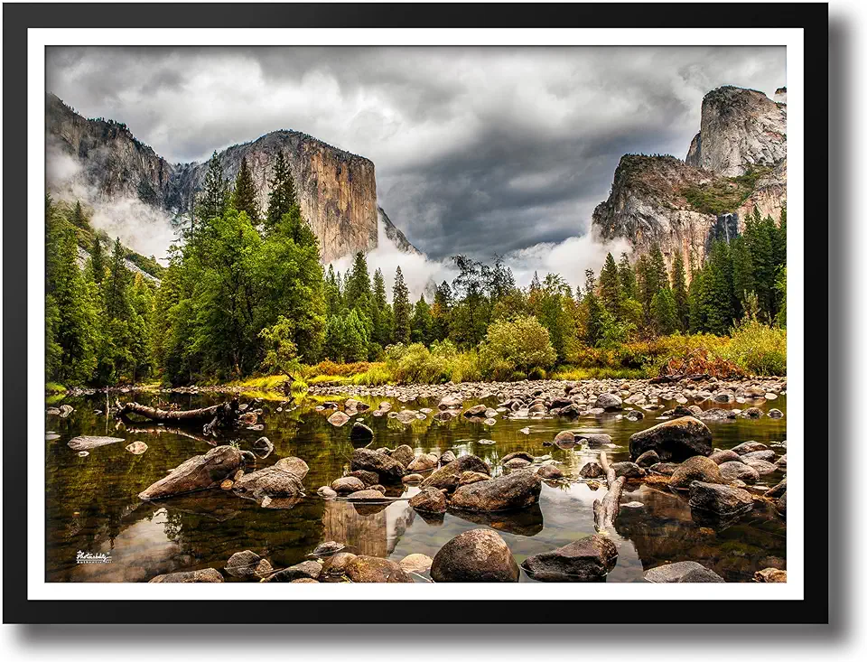 Photonability® Yosemite National Park Tunnel View California Bay Area Wall Art Gallery Giclee Framed Fine Art Print with Matting (41.75 x 61.75 x 0.875 inches)