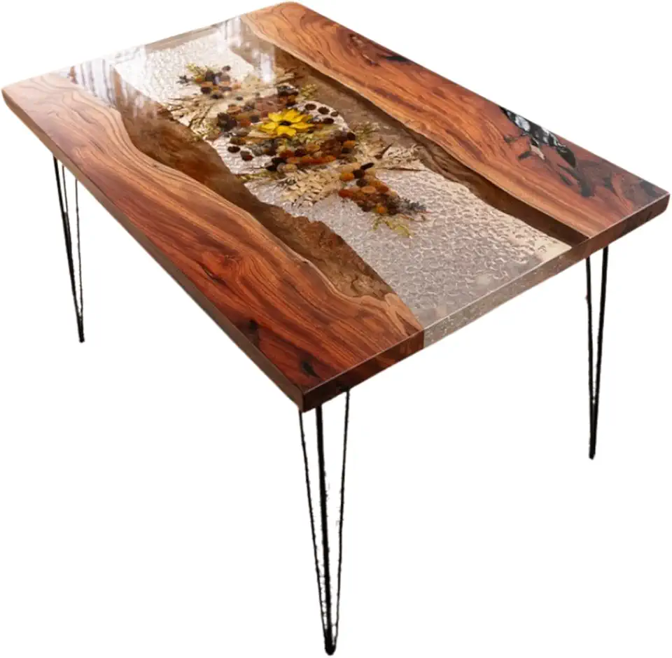 Premium Real Flower Table, River Flower Table, Exquisite Design, Customize with Your Favorite Flowers, Natural Flower Table, Furniture Home Decor, Unique Gift (40x80 inch.)