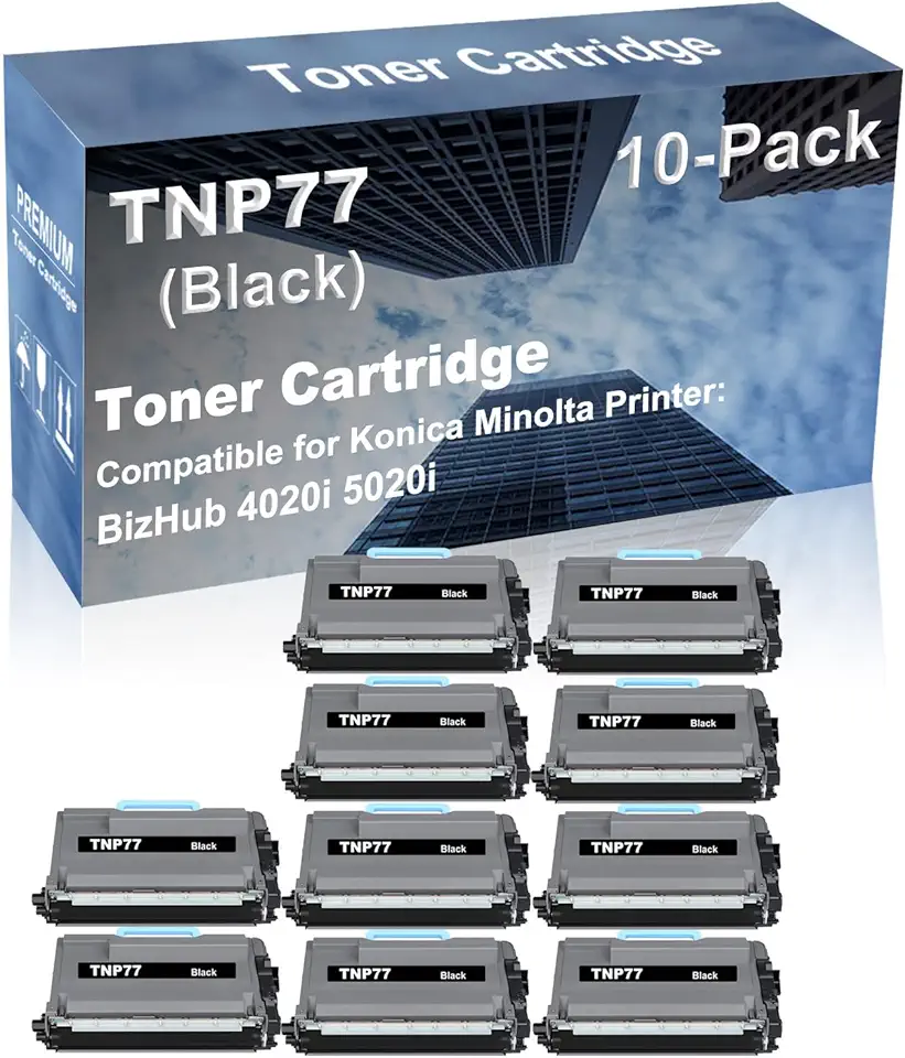 10-Pack Compatible High Yield BizHub 4020i 5020i Printer Cartridge Replacement for Konica Minolta TNP77 (ACF0031) Toner Cartridge (Black)