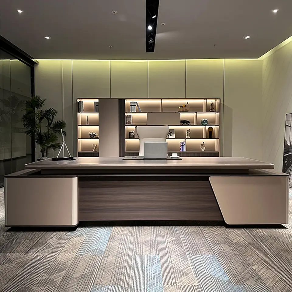 Large L Shaped Executive Office Desk Computer Desk with File Drawers Writing Study Table Business Furniture Set for Home Office