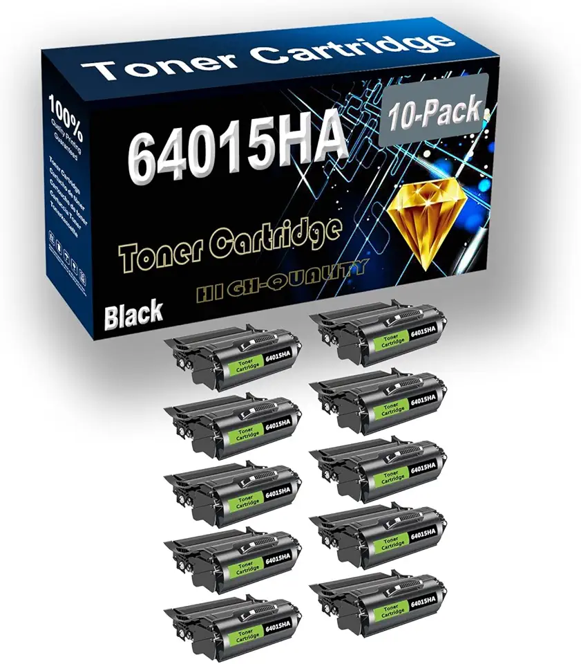 10-Pack (Black) Compatible High Yield 64015HA Laser Printer Toner Cartridge use for T640, T642, T644 Printer