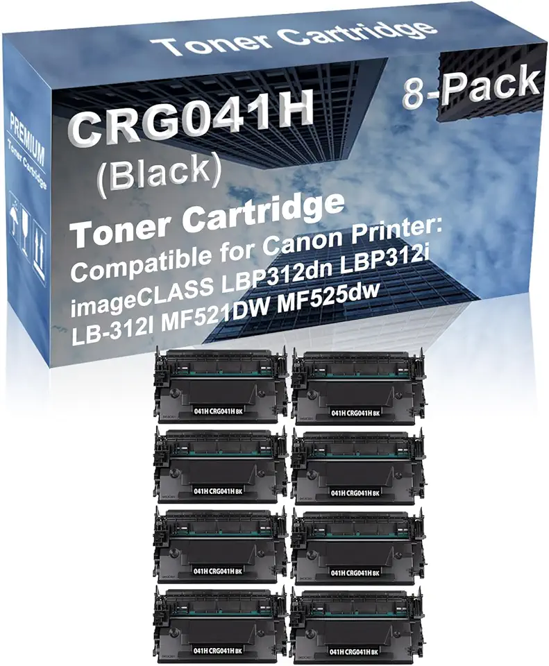 8-Pack Compatible High Capacity imageCLASS LBP312dn LBP312i LB-312I MF521DW MF525dw Printer Toner Cartridge Replacement for Canon 041H CRG041H (0453C001) Printer Cartridge (Black)